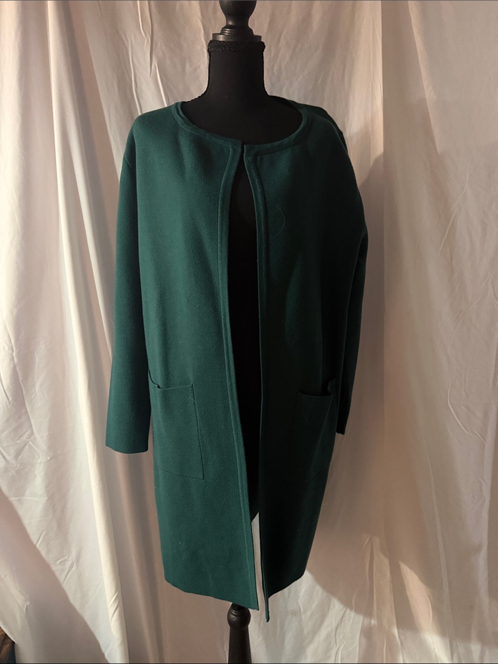 Women's Open-Front Coat in Teal Green